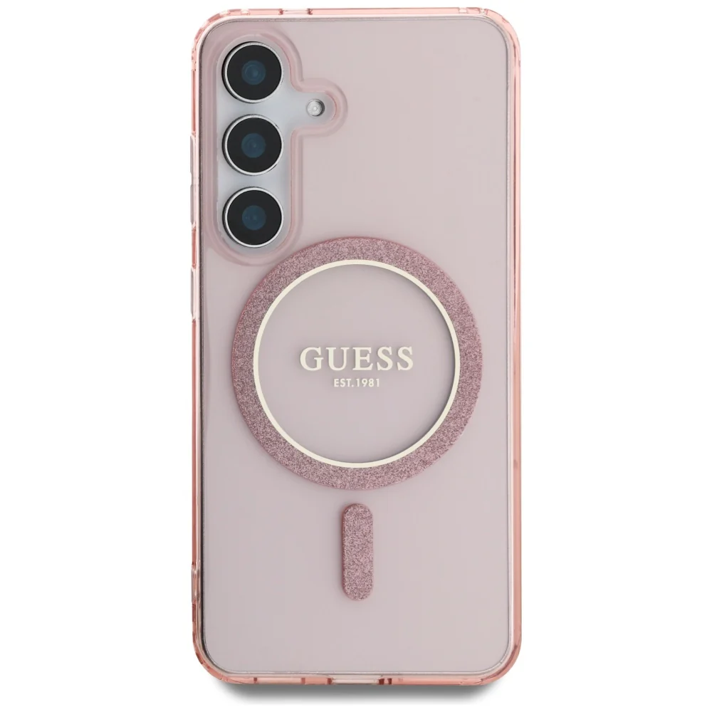 MagSafe Case for Samsung Galaxy S25 S931, Guess, IML Glitter Circle, Pink - Image 2