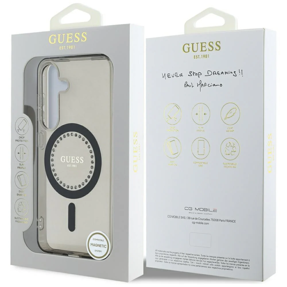 MagSafe Case for Samsung Galaxy S25 S931, Guess, IML Rhinestone, Black - Image 7