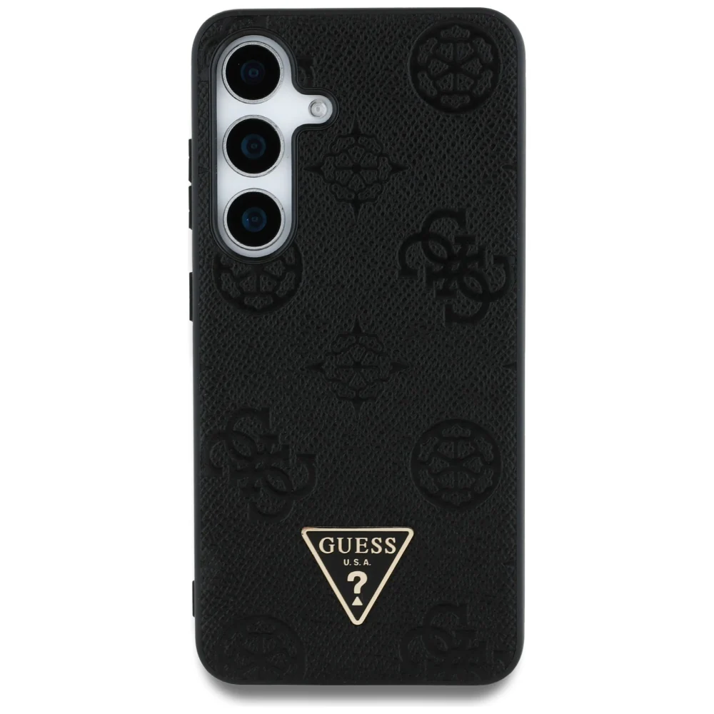 MagSafe Case for Samsung Galaxy S25 S931, Guess, Peony Grained Hot Stamp Triangle, Black - Image 3