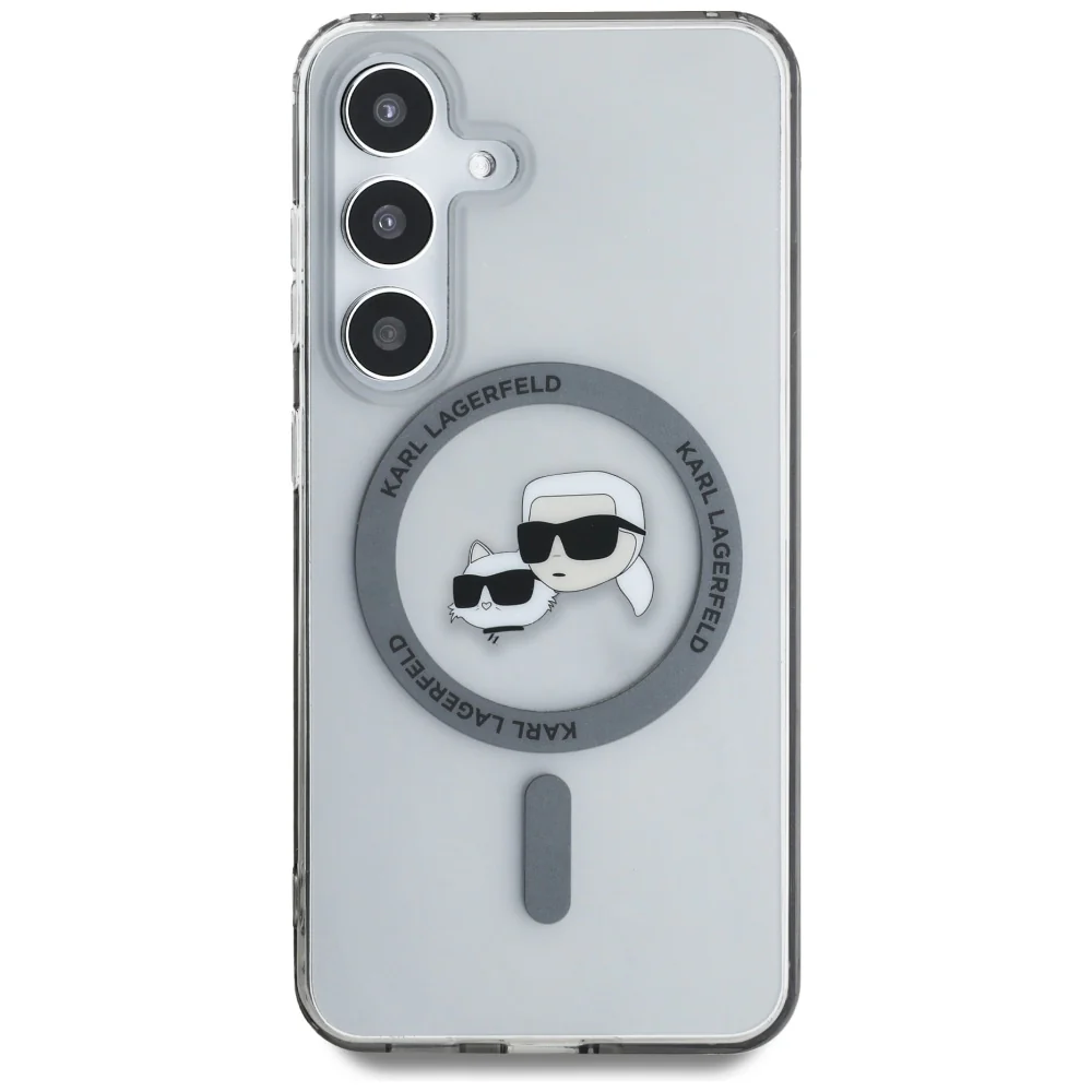 MagSafe Case for Samsung Galaxy S25 S931, Karl Lagerfeld, IML Metal Karl & Choupette's Heads, Black - Image 3