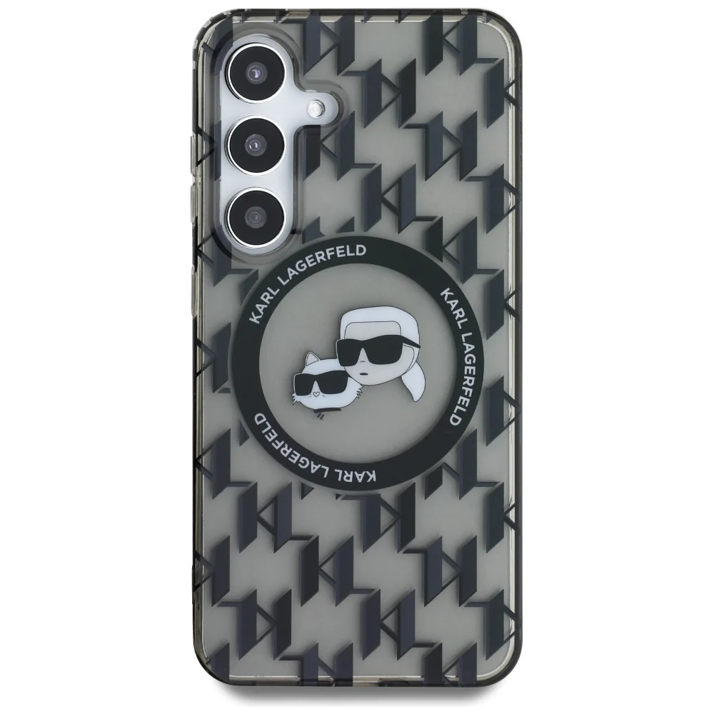 MagSafe Case for Samsung Galaxy S25 S931, Karl Lagerfeld, IML Monogram Karl & Choupette's Heads, Black - Image 3
