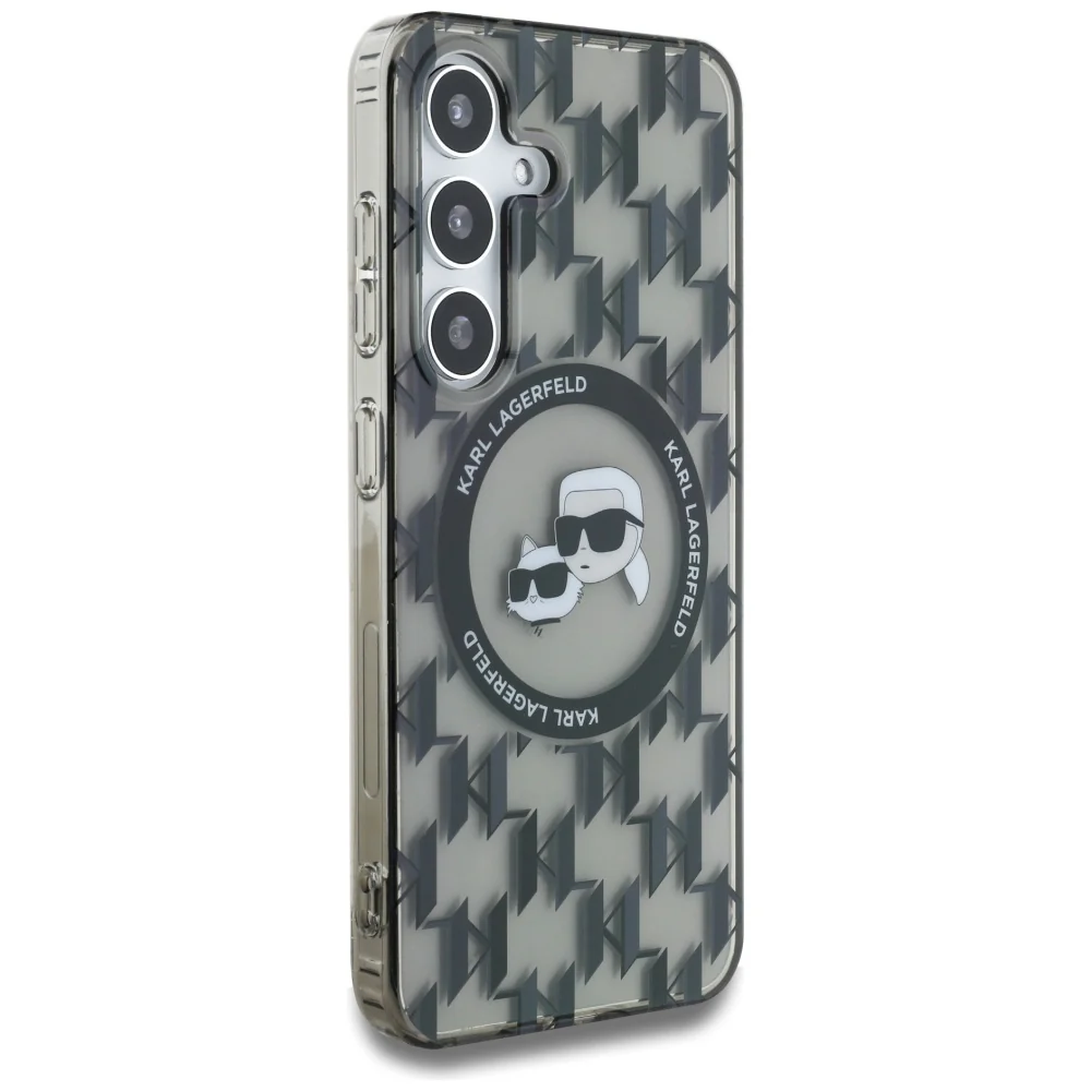 MagSafe Case for Samsung Galaxy S25 S931, Karl Lagerfeld, IML Monogram Karl & Choupette's Heads, Black - Image 4