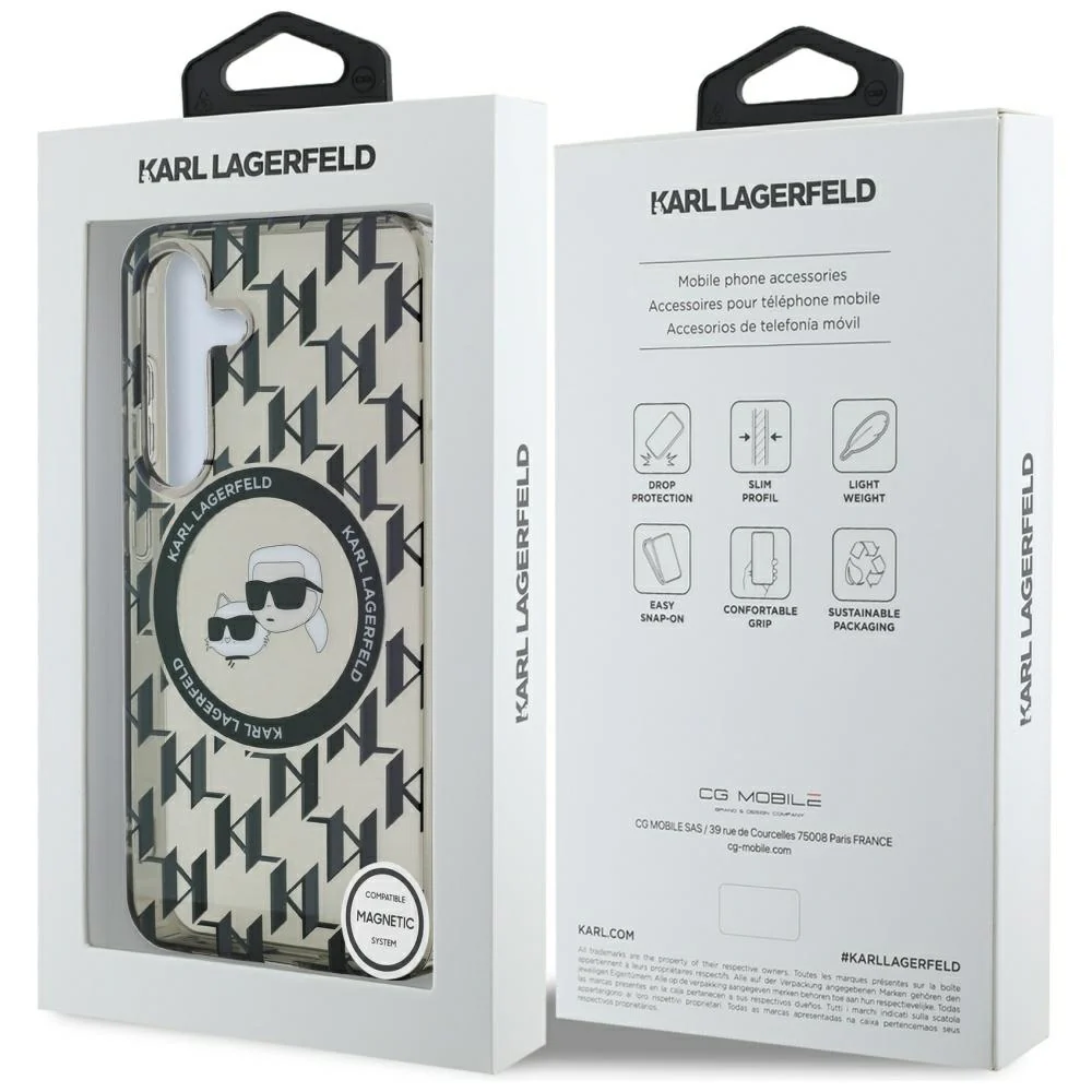 MagSafe Case for Samsung Galaxy S25 S931, Karl Lagerfeld, IML Monogram Karl & Choupette's Heads, Black - Image 7