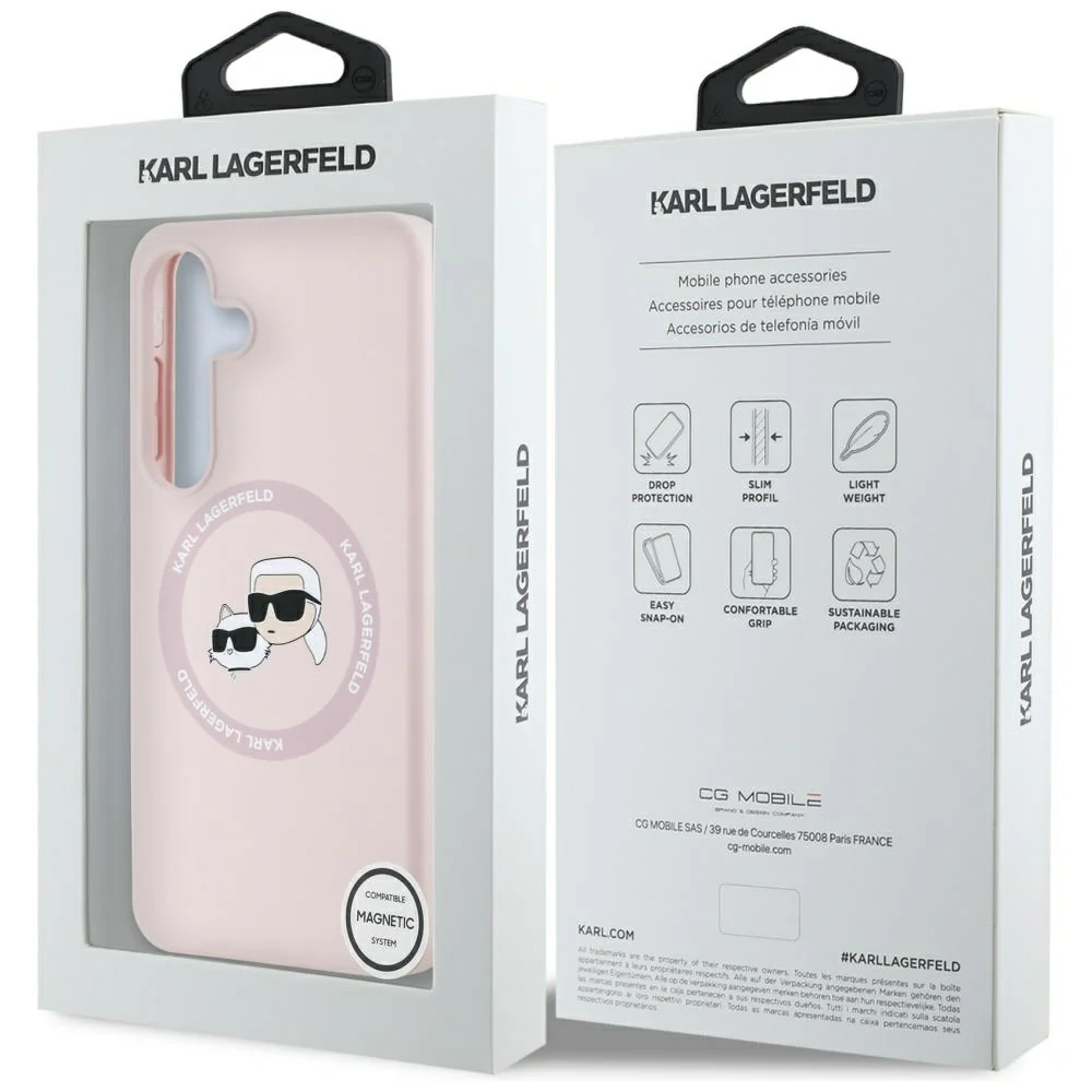 MagSafe Case for Samsung Galaxy S25 S931, Karl Lagerfeld, Silicone Double Heads, Pink - Image 4