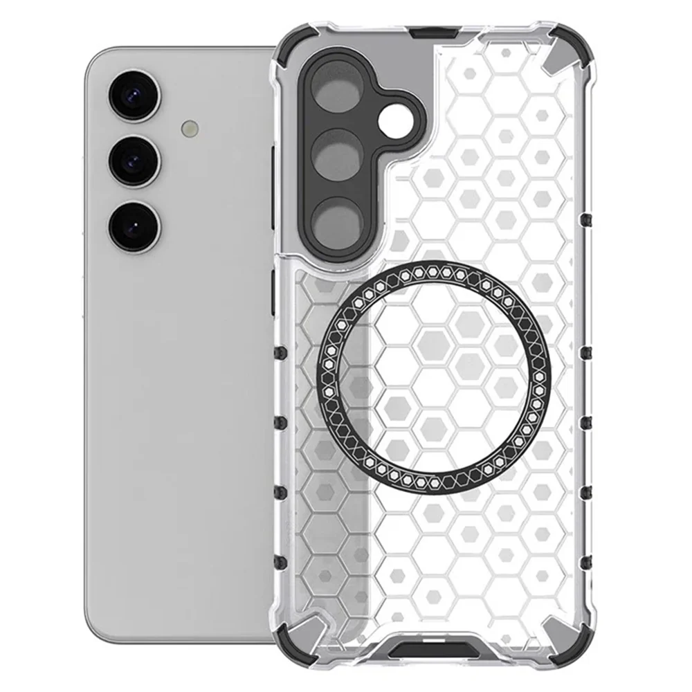MagSafe Case for Samsung Galaxy S25 S931, Techsuit, HoneyComb Shield, White - Image 2