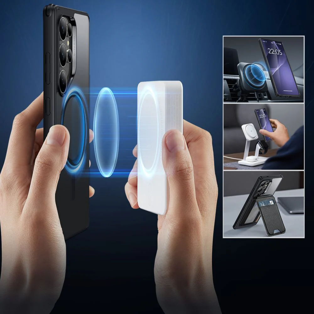 MagSafe Case for Samsung Galaxy S25 Ultra S938, ESR, Classic Hybrid, Black Transparent - Image 4