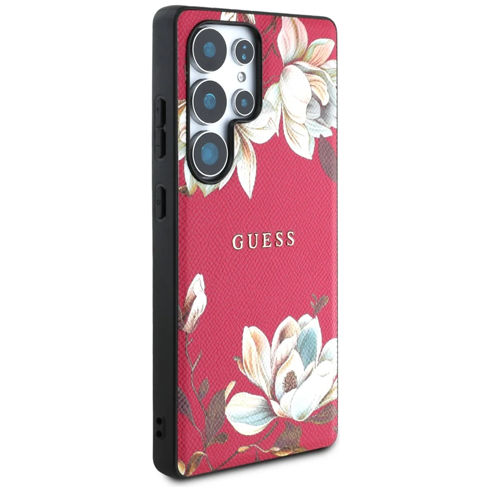 MagSafe Case for Samsung Galaxy S25 Ultra S938, Guess, Grained Flowers, Fuchsia - Image 3