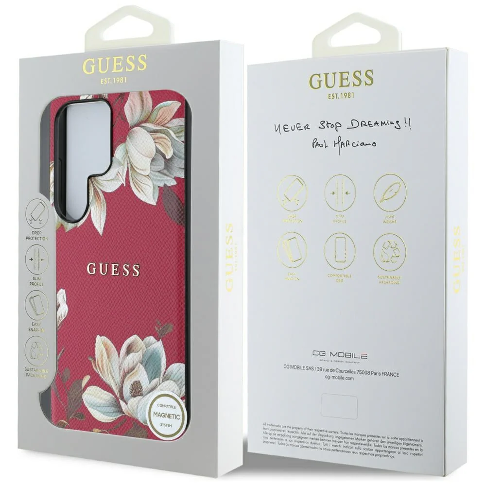 MagSafe Case for Samsung Galaxy S25 Ultra S938, Guess, Grained Flowers, Fuchsia - Image 7