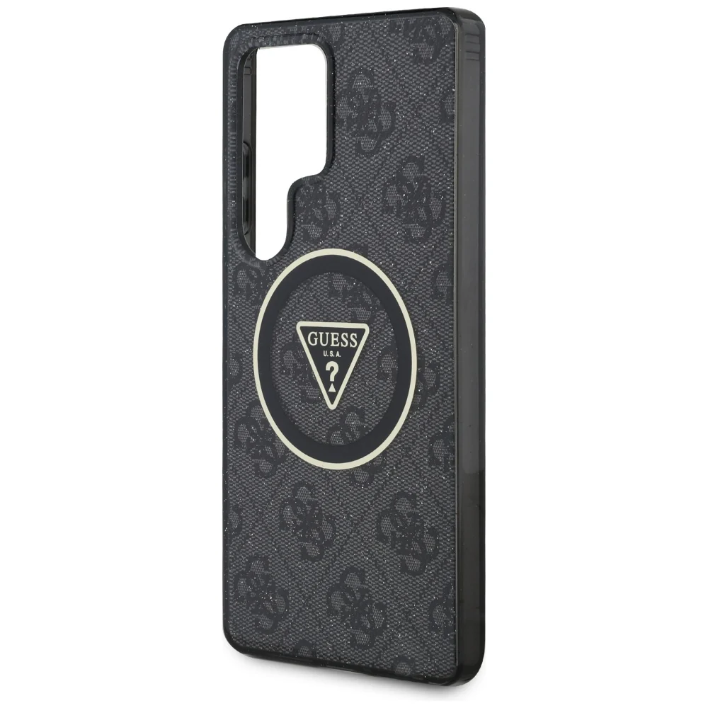 MagSafe Case for Samsung Galaxy S25 Ultra S938, Guess, IML Glitter 4G Circle Triangle, Black - Image 4