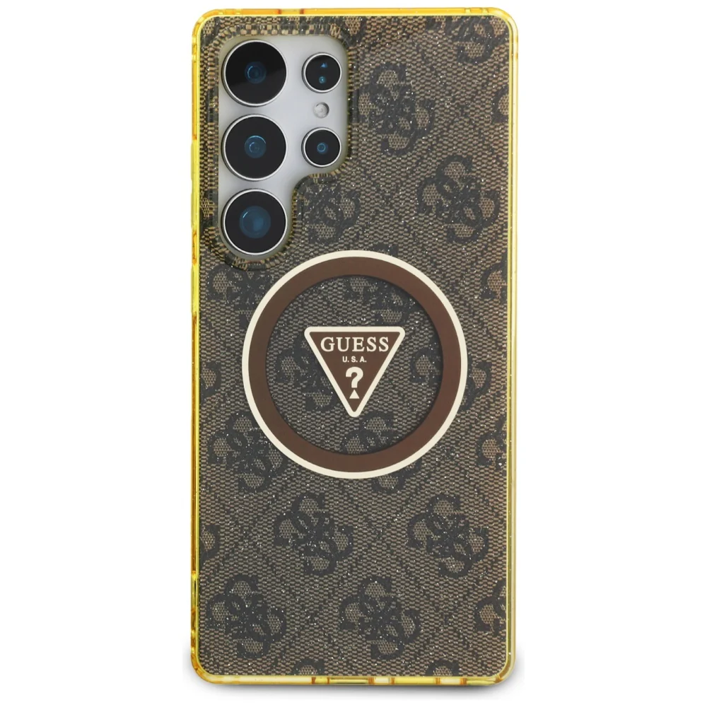 MagSafe Case for Samsung Galaxy S25 Ultra S938, Guess, IML Glitter 4G Circle Triangle, Brown - Image 2