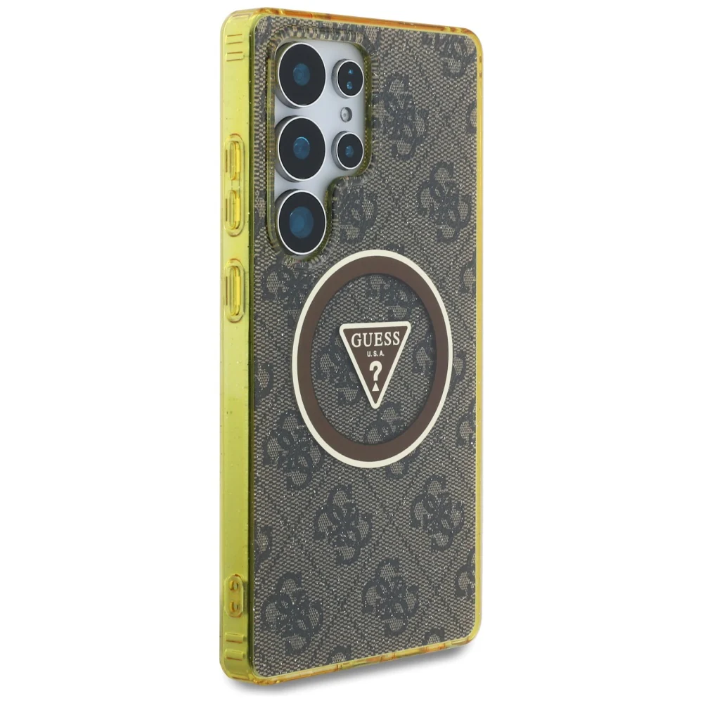 MagSafe Case for Samsung Galaxy S25 Ultra S938, Guess, IML Glitter 4G Circle Triangle, Brown - Image 3