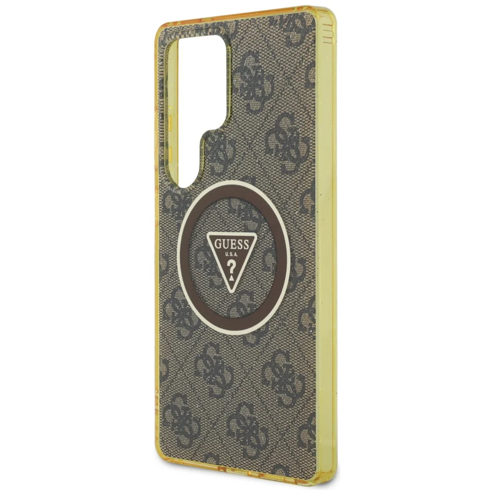 MagSafe Case for Samsung Galaxy S25 Ultra S938, Guess, IML Glitter 4G Circle Triangle, Brown - Image 5