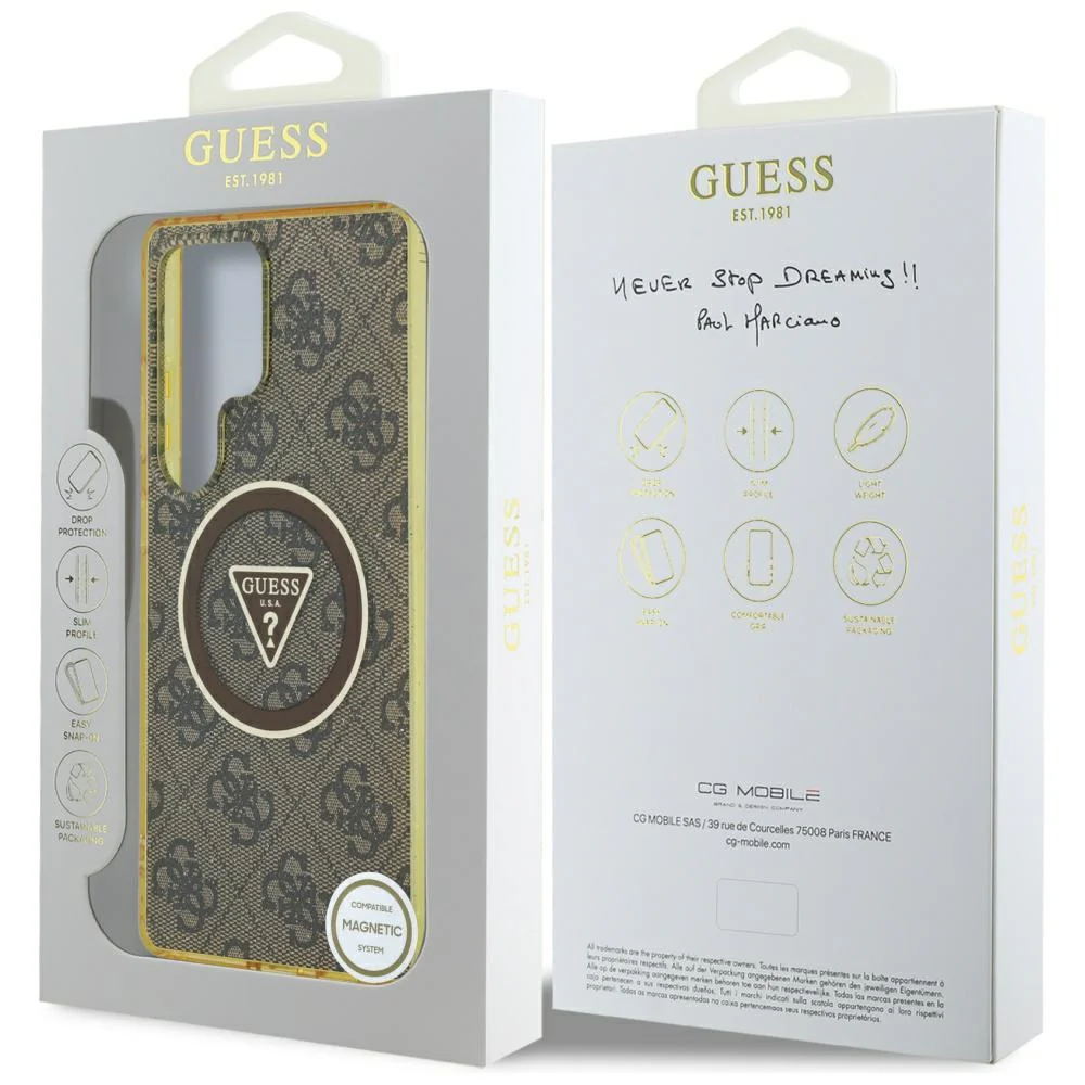 MagSafe Case for Samsung Galaxy S25 Ultra S938, Guess, IML Glitter 4G Circle Triangle, Brown - Image 7