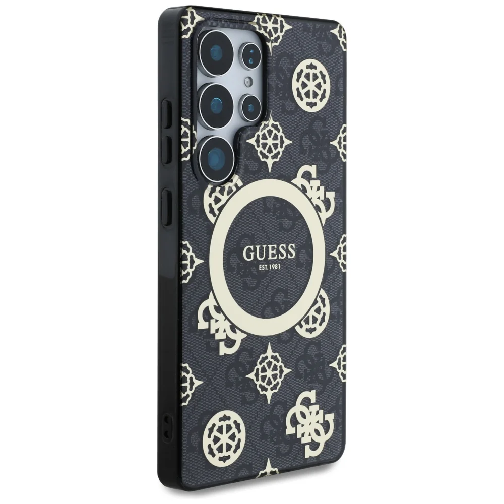 MagSafe Case for Samsung Galaxy S25 Ultra S938, Guess, IML Peony On 4G Background, Black - Image 3