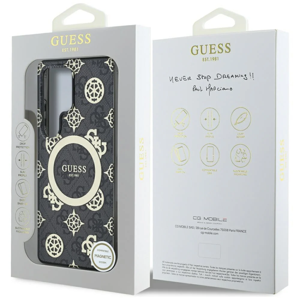 MagSafe Case for Samsung Galaxy S25 Ultra S938, Guess, IML Peony On 4G Background, Black - Image 7