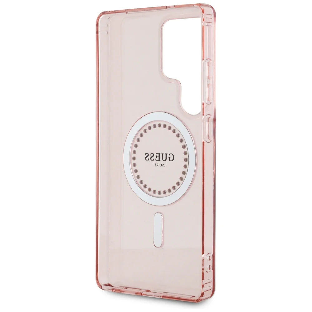 MagSafe Case for Samsung Galaxy S25 Ultra S938, Guess, IML Rhinestone, Pink - Image 5