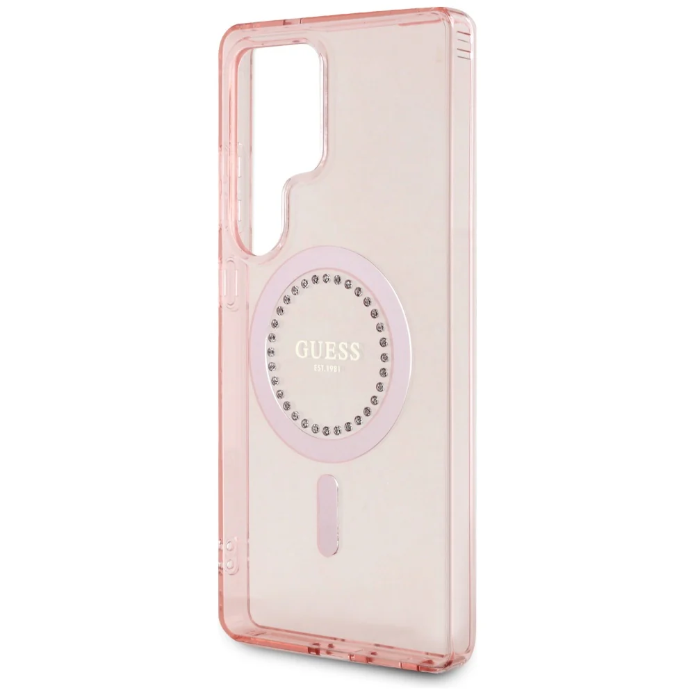 MagSafe Case for Samsung Galaxy S25 Ultra S938, Guess, IML Rhinestone, Pink - Image 6