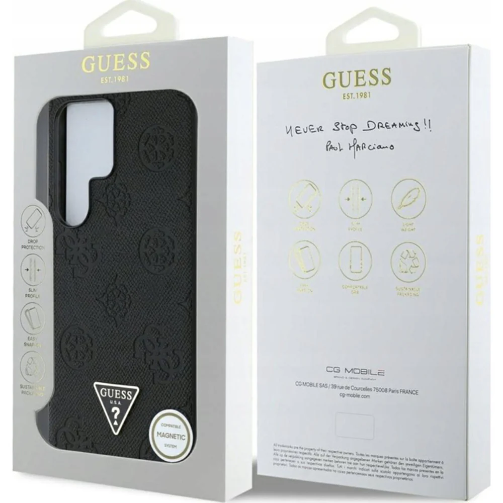MagSafe Case for Samsung Galaxy S25 Ultra S938, Guess, Peony Grained Hot Stamp Triangle, Brown - Image 7