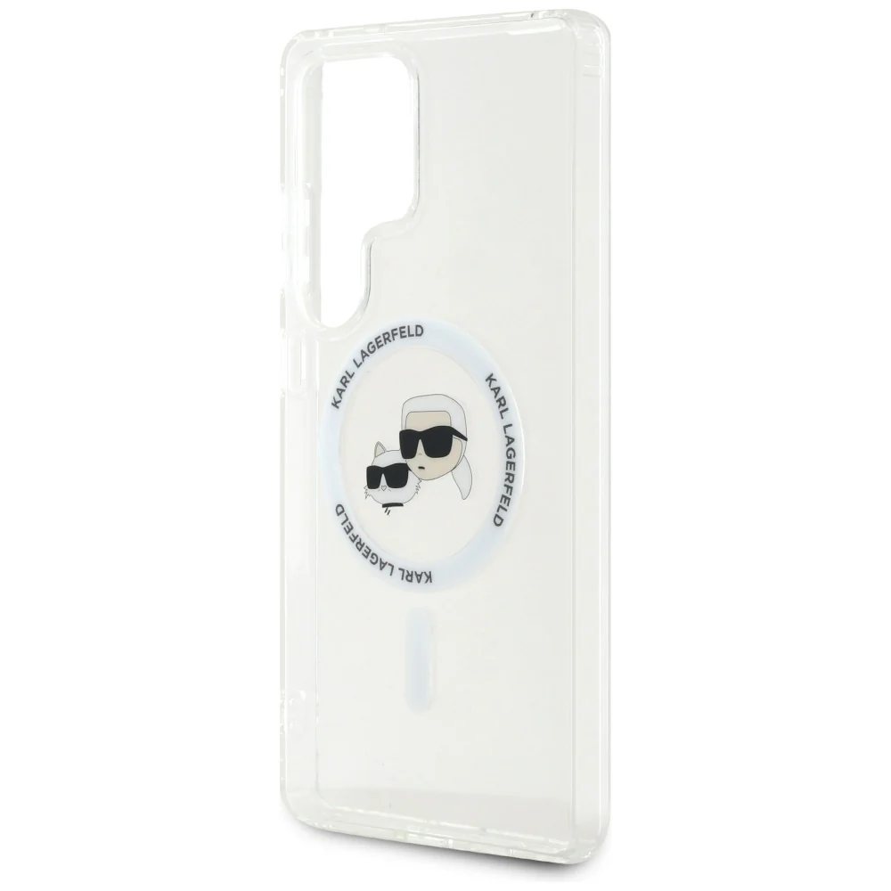 MagSafe Case for Samsung Galaxy S25 Ultra S938, Karl Lagerfeld, IML Metal Karl & Choupette's Heads, White - Image 4