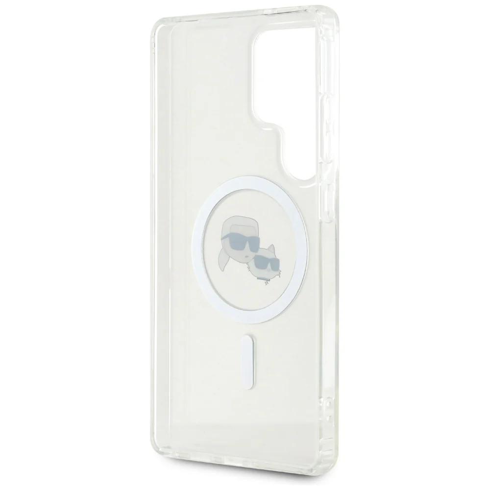 MagSafe Case for Samsung Galaxy S25 Ultra S938, Karl Lagerfeld, IML Metal Karl & Choupette's Heads, White - Image 5