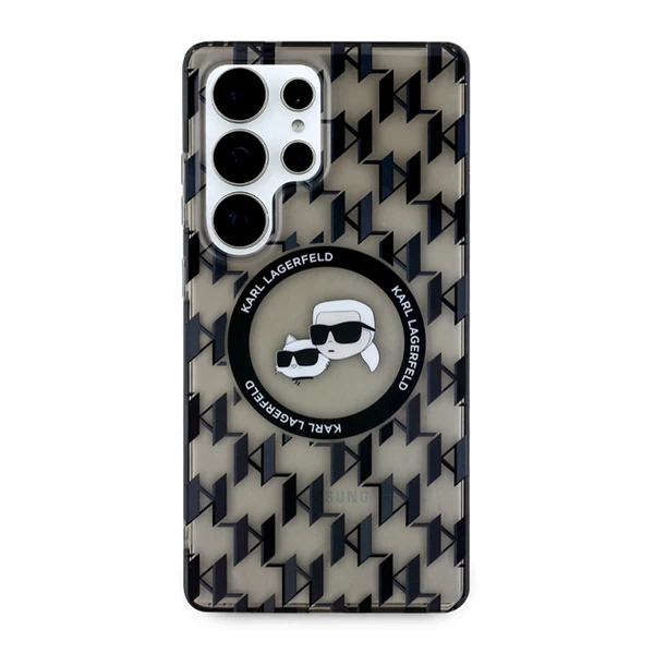 MagSafe Case for Samsung Galaxy S25 Ultra S938, Karl Lagerfeld, IML Monogram Karl & Choupette's Heads, Black - Image 2