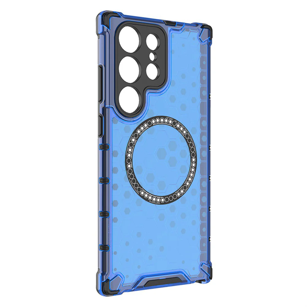 MagSafe Case for Samsung Galaxy S25 Ultra S938, Techsuit, HoneyComb Shield, Blue - Image 3