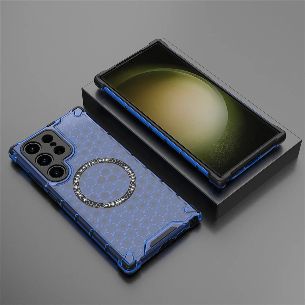 MagSafe Case for Samsung Galaxy S25 Ultra S938, Techsuit, HoneyComb Shield, Blue - Image 4