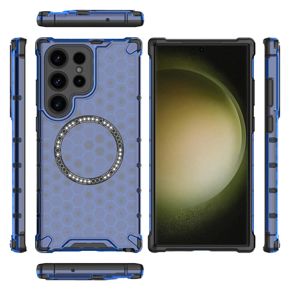 MagSafe Case for Samsung Galaxy S25 Ultra S938, Techsuit, HoneyComb Shield, Blue - Image 5