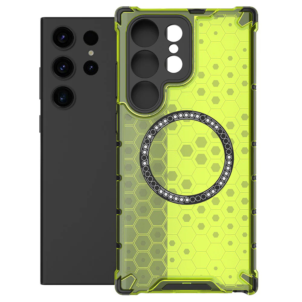 MagSafe Case for Samsung Galaxy S25 Ultra S938, Techsuit, HoneyComb Shield, Green - Image 2