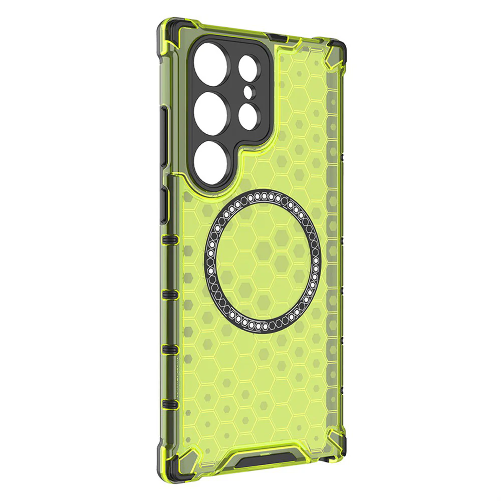 MagSafe Case for Samsung Galaxy S25 Ultra S938, Techsuit, HoneyComb Shield, Green - Image 3