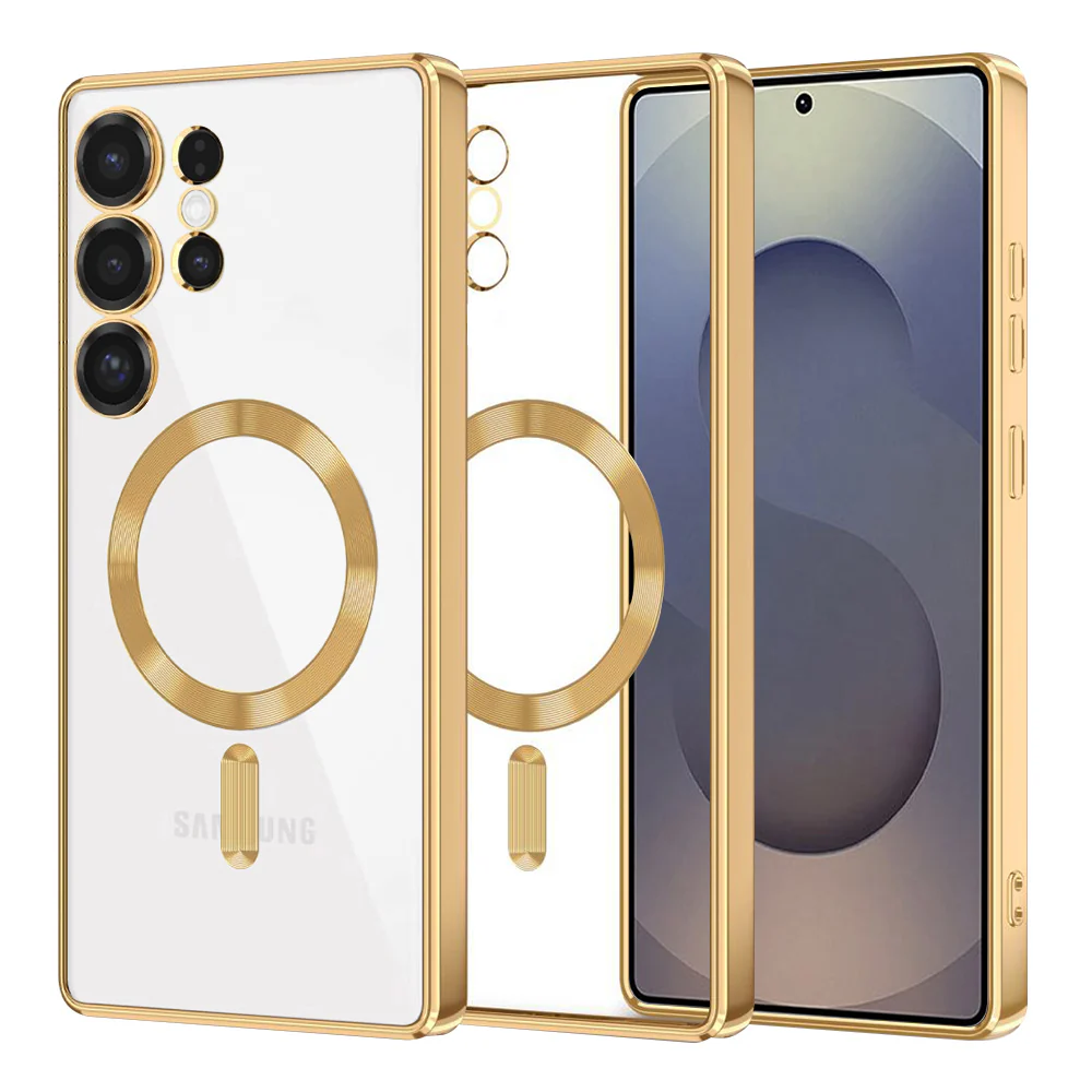 MagSafe Case for Samsung Galaxy S25 Ultra S938, Techsuit, Luxury Crystal, Gold
