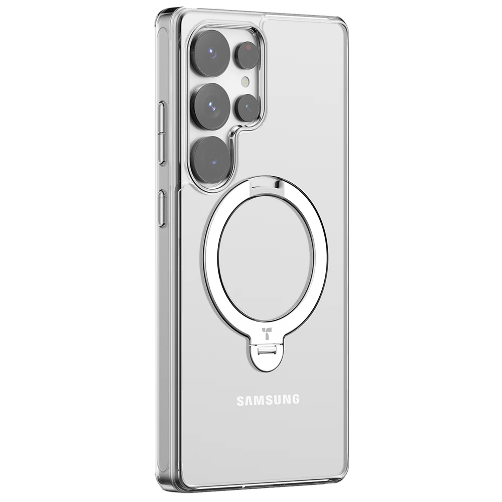 MagSafe Case for Samsung Galaxy S25 Ultra S938, Torras, Ostand Spin, Transparent - Image 2