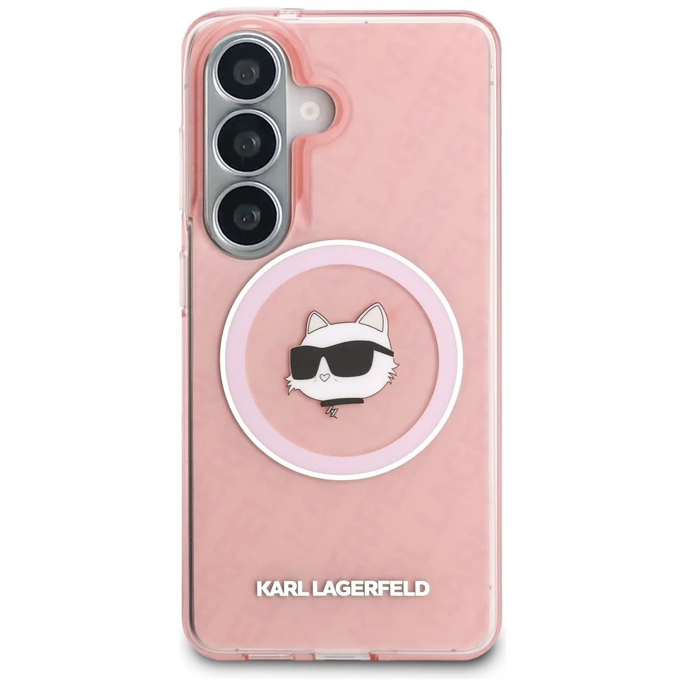 MagSafe Case for Samsung Galaxy S26 Plus S947, Karl Lagerfeld, IML Choupette Head on KL Repeated Logo, Pink - Image 2