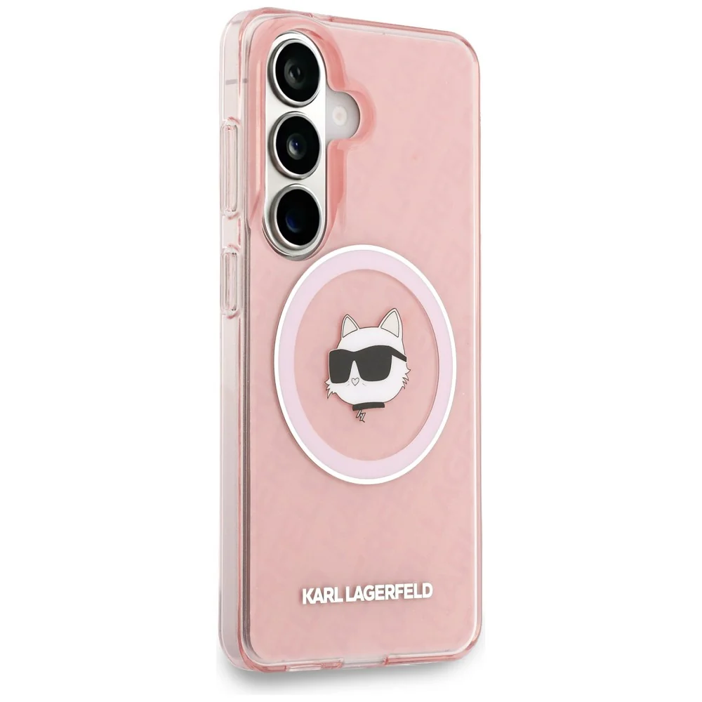 MagSafe Case for Samsung Galaxy S26 Plus S947, Karl Lagerfeld, IML Choupette Head on KL Repeated Logo, Pink - Image 3