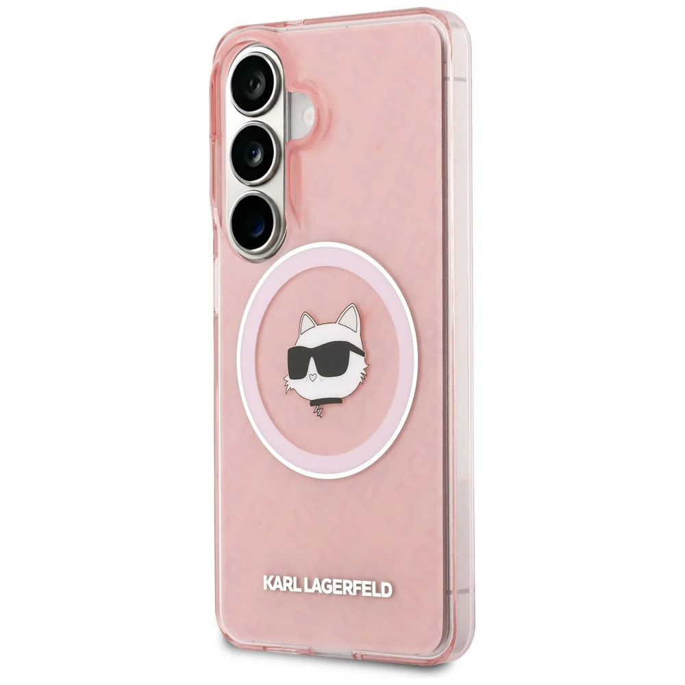 MagSafe Case for Samsung Galaxy S26 Plus S947, Karl Lagerfeld, IML Choupette Head on KL Repeated Logo, Pink - Image 4