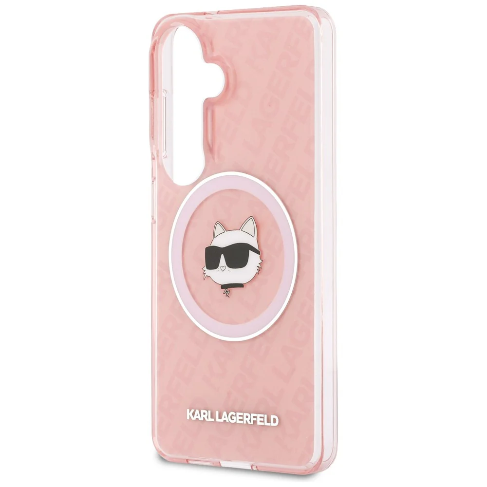 MagSafe Case for Samsung Galaxy S26 Plus S947, Karl Lagerfeld, IML Choupette Head on KL Repeated Logo, Pink - Image 5