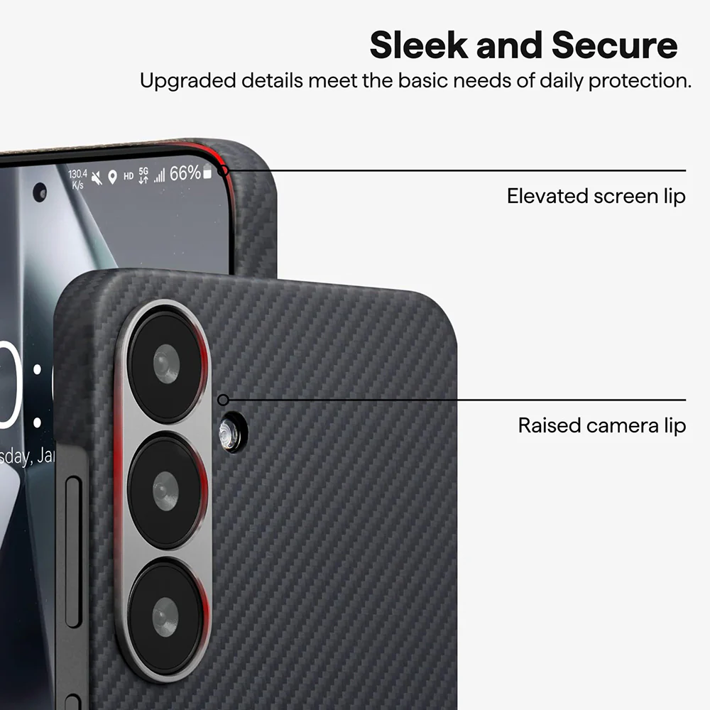 MagSafe Case for Samsung Galaxy S26 Plus S947, Techsuit, Aramid Fiber, Black - Image 3