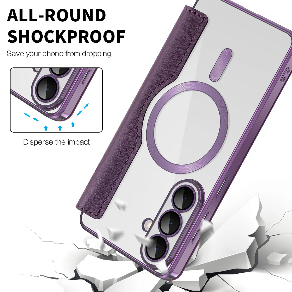 MagSafe Case for Samsung Galaxy S26 Plus S947, Techsuit, SmartMag Book, Purple - Image 3