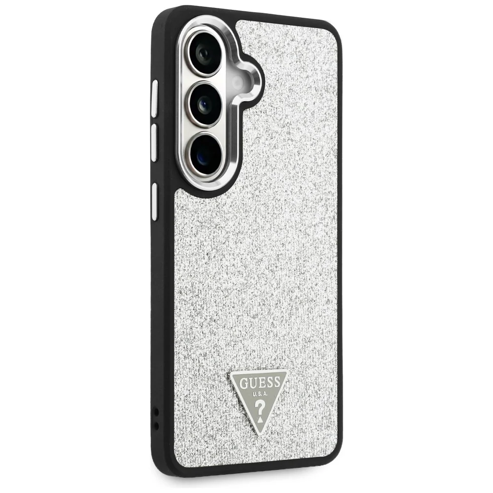 MagSafe Case for Samsung Galaxy S26 S942, Guess, Fixed Glitter Triangle Logo, Silver - Image 5