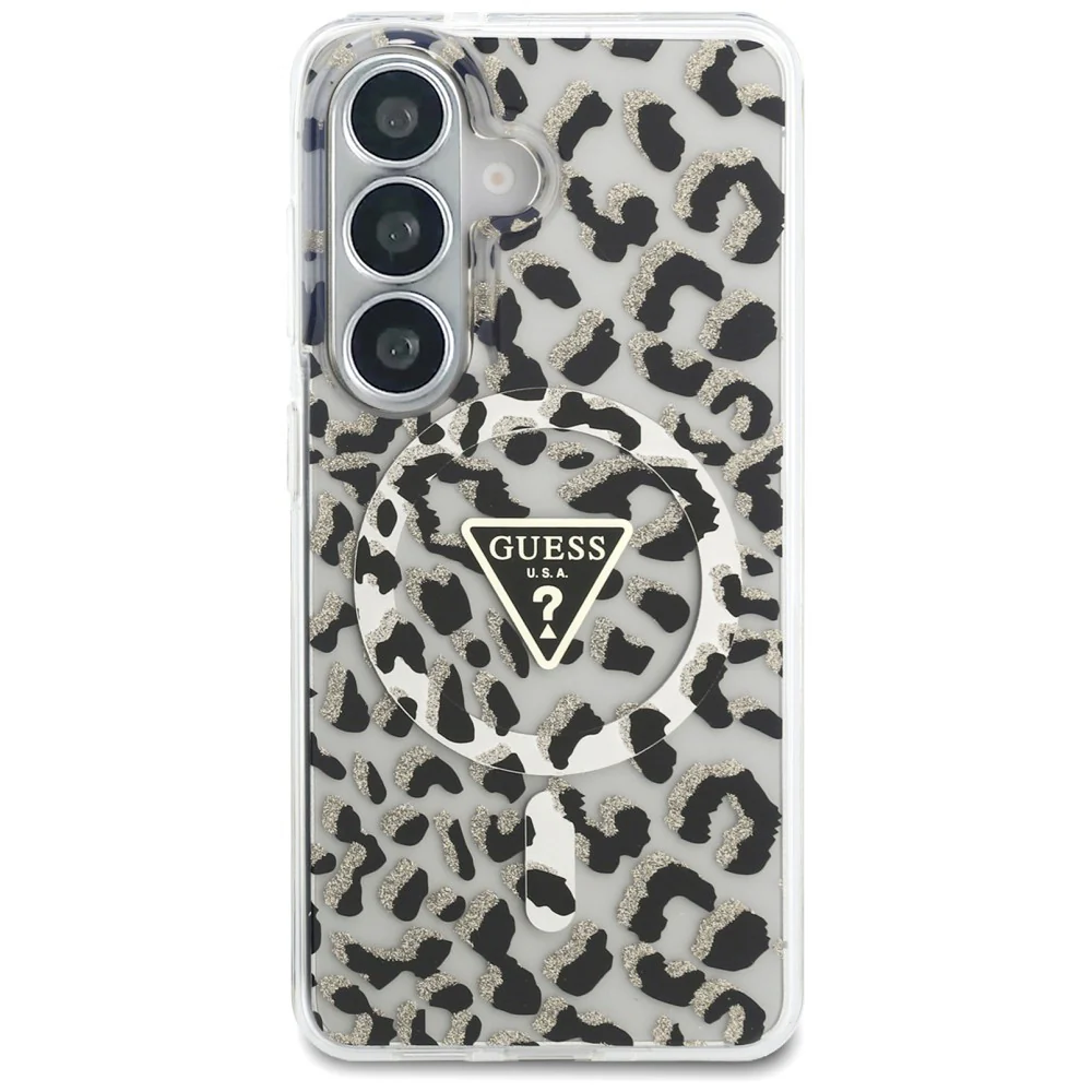 MagSafe Case for Samsung Galaxy S26 S942, Guess, IML Leopard Pattern, Black - Image 3