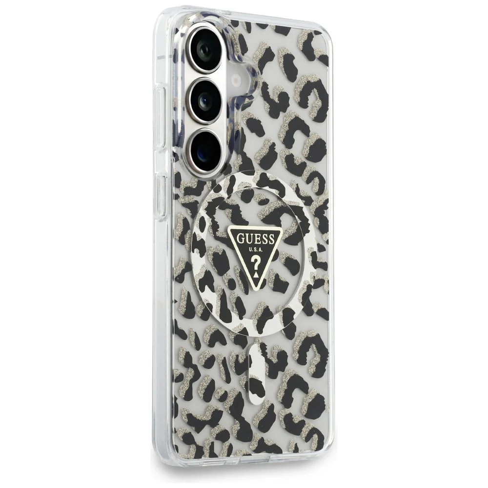 MagSafe Case for Samsung Galaxy S26 S942, Guess, IML Leopard Pattern, Black - Image 4