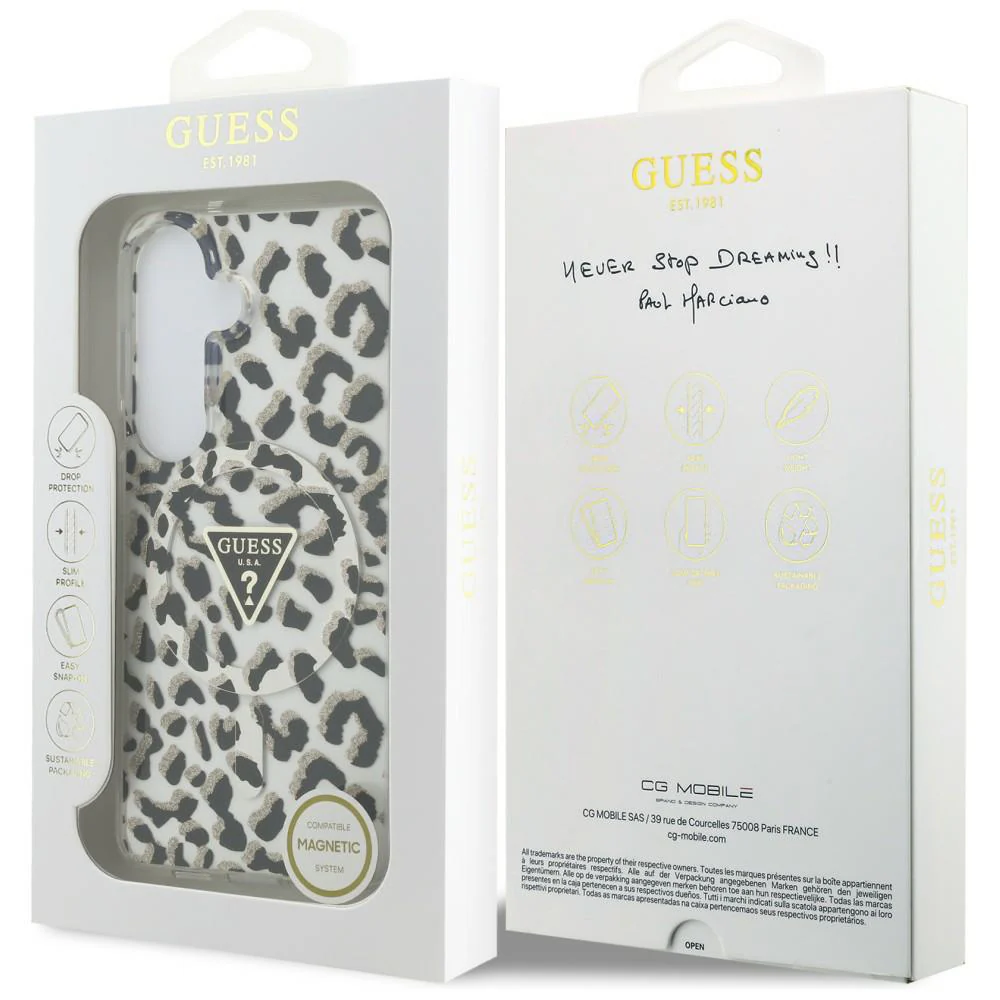 MagSafe Case for Samsung Galaxy S26 S942, Guess, IML Leopard Pattern, Black - Image 7