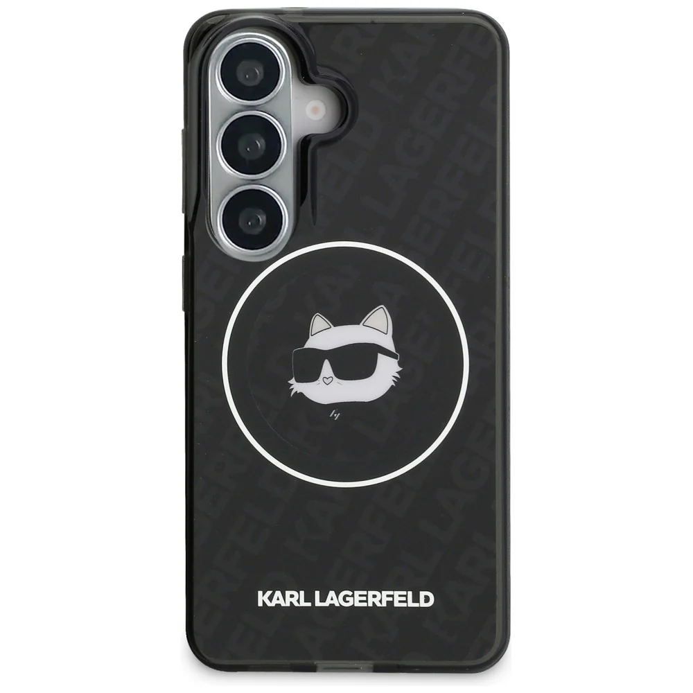 MagSafe Case for Samsung Galaxy S26 S942, Karl Lagerfeld, IML Choupette Head on KL Repeated Logo, Black - Image 2