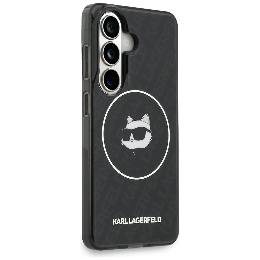MagSafe Case for Samsung Galaxy S26 S942, Karl Lagerfeld, IML Choupette Head on KL Repeated Logo, Black - Image 3
