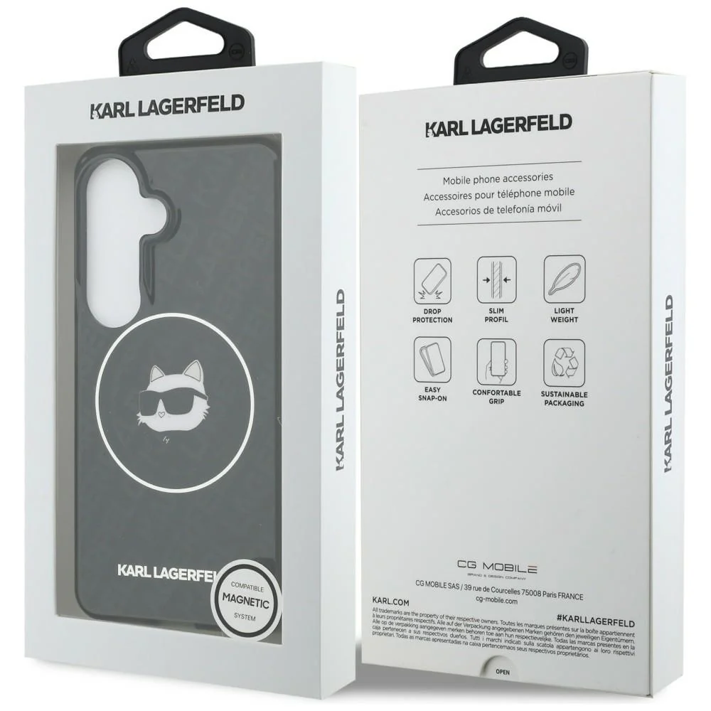 MagSafe Case for Samsung Galaxy S26 S942, Karl Lagerfeld, IML Choupette Head on KL Repeated Logo, Black - Image 7