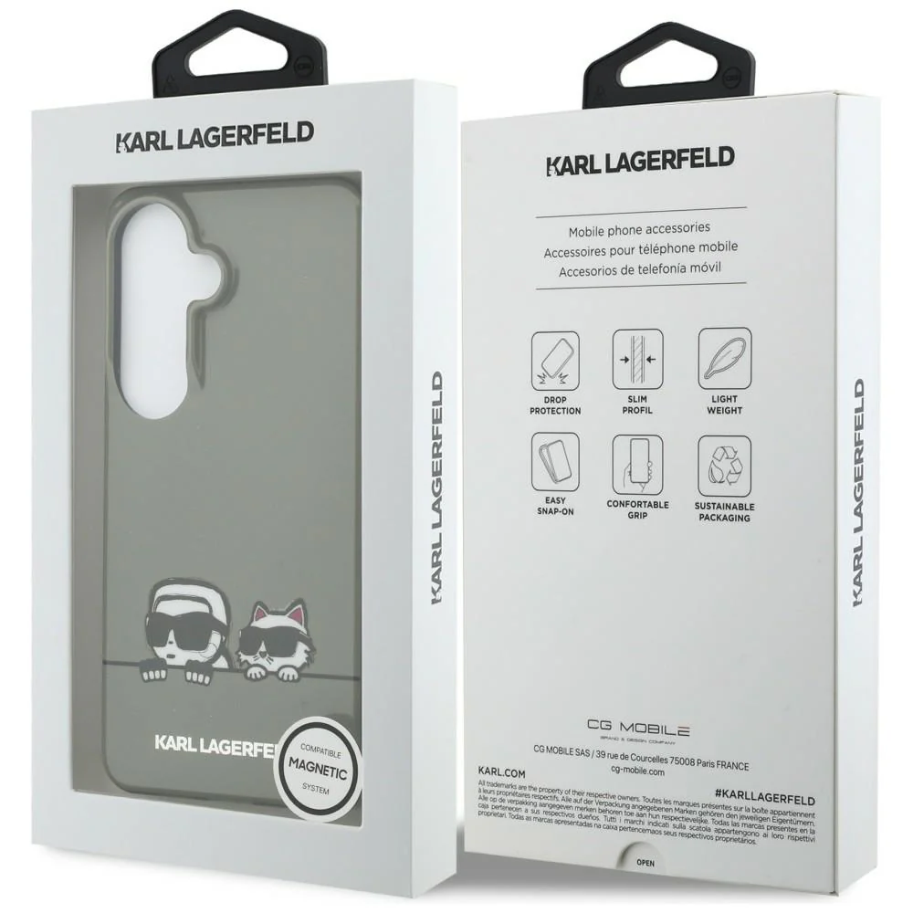 MagSafe Case for Samsung Galaxy S26 S942, Karl Lagerfeld, IML Karl & Choupette Peekaboo Logo, Black - Image 7