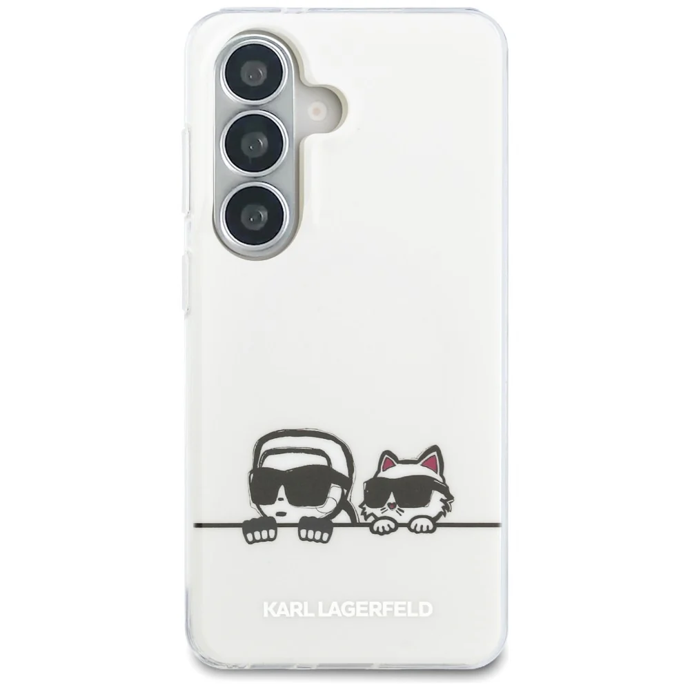 MagSafe Case for Samsung Galaxy S26 S942, Karl Lagerfeld, IML Karl & Choupette Peekaboo Logo, White