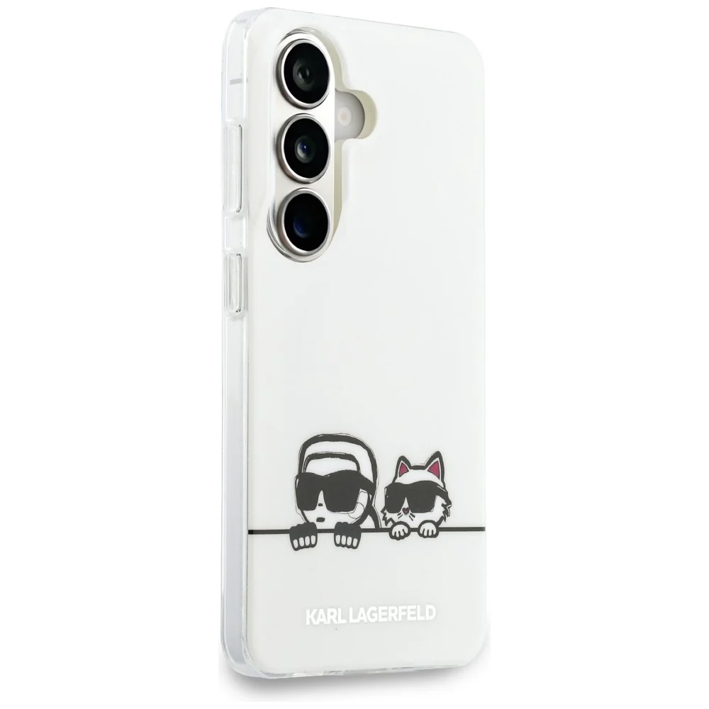MagSafe Case for Samsung Galaxy S26 S942, Karl Lagerfeld, IML Karl & Choupette Peekaboo Logo, White - Image 3