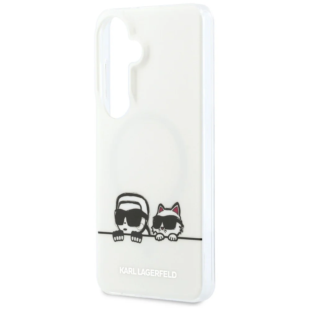 MagSafe Case for Samsung Galaxy S26 S942, Karl Lagerfeld, IML Karl & Choupette Peekaboo Logo, White - Image 5