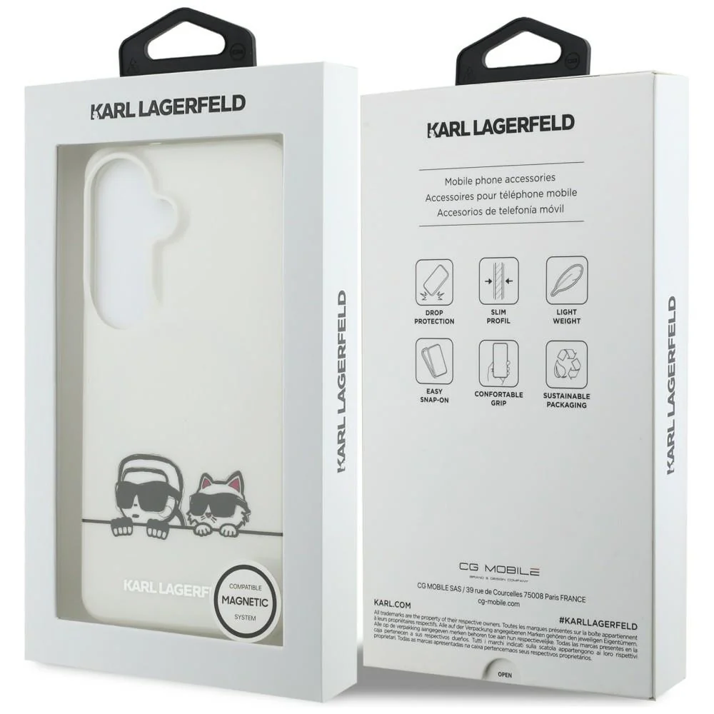 MagSafe Case for Samsung Galaxy S26 S942, Karl Lagerfeld, IML Karl & Choupette Peekaboo Logo, White - Image 7